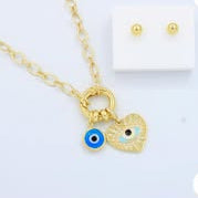 collar ojo turco-aretes redondo