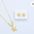 collar con forma de estrella-aretes con forma de estrella