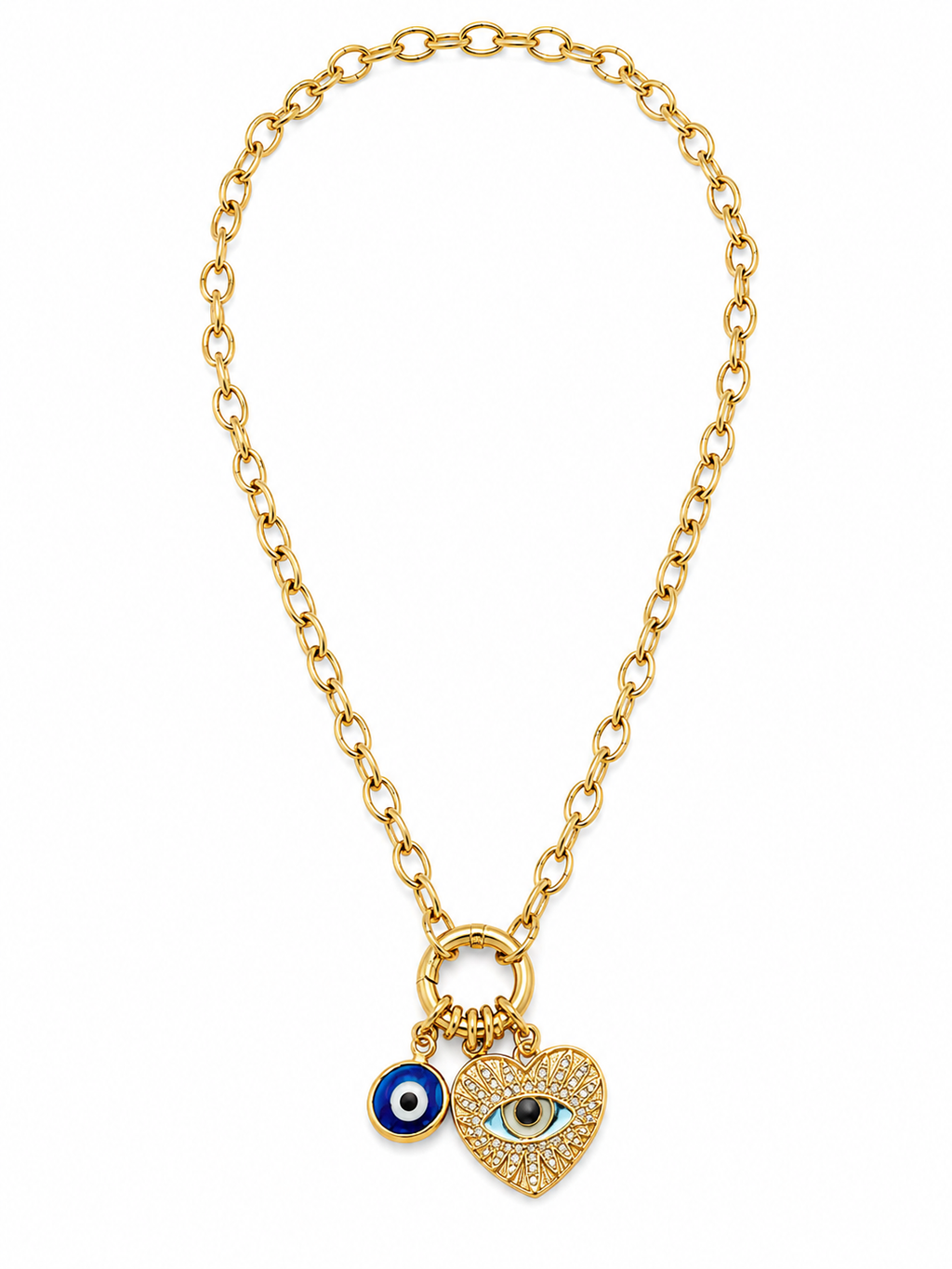 collar ojo turco-aretes redondo